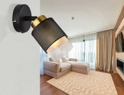 mutoni light Strahler Quellix Metall Schwarz Matt Gold 1Xe27><noscript><img width=