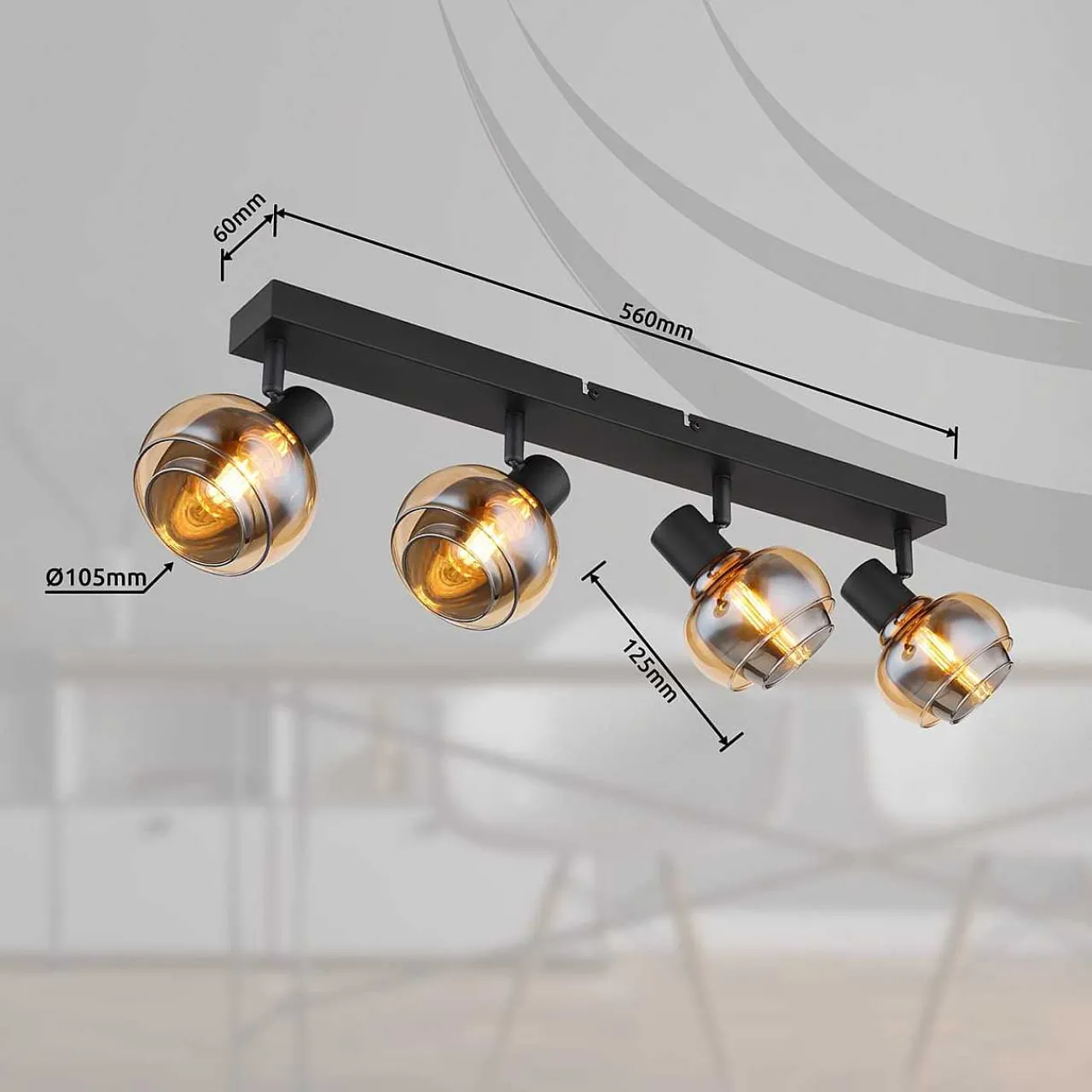 mutoni light Strahler Tokki Metall Schwarz Matt 4Xe14> Deckenleuchten