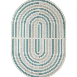 mutoni lifestyle Teppich Nour Blau Oval 160X229> Kurzflorteppiche