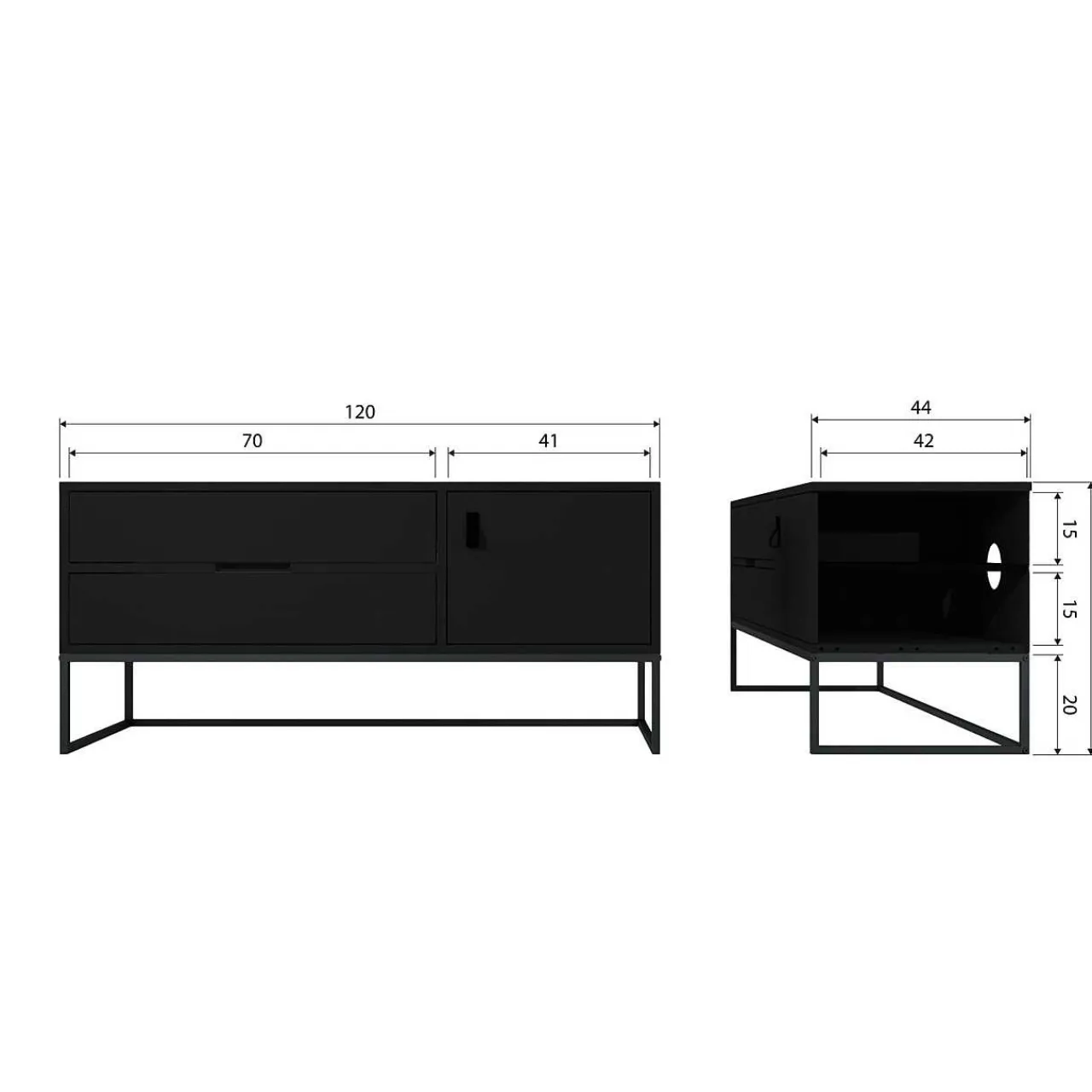 mutoni living Tv-Lowboard Silas Blacknight 120> Tv-Möbel