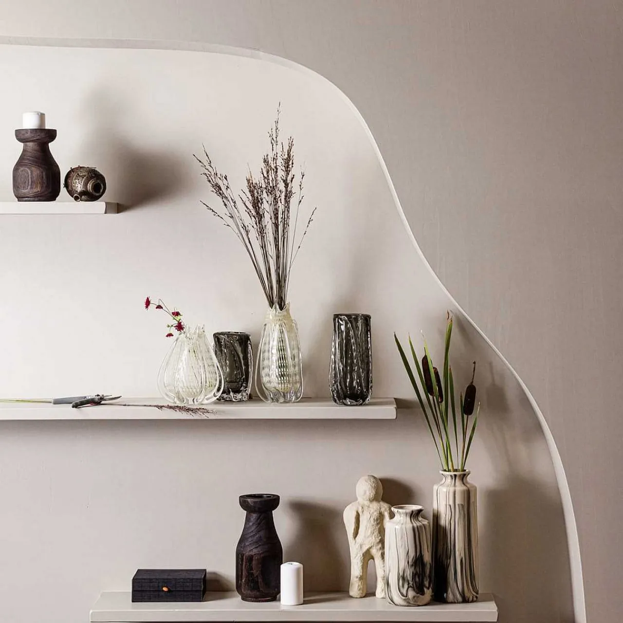 mutoni living Vase Strike Keramik Offwhite/Schwarz 30> Vasen