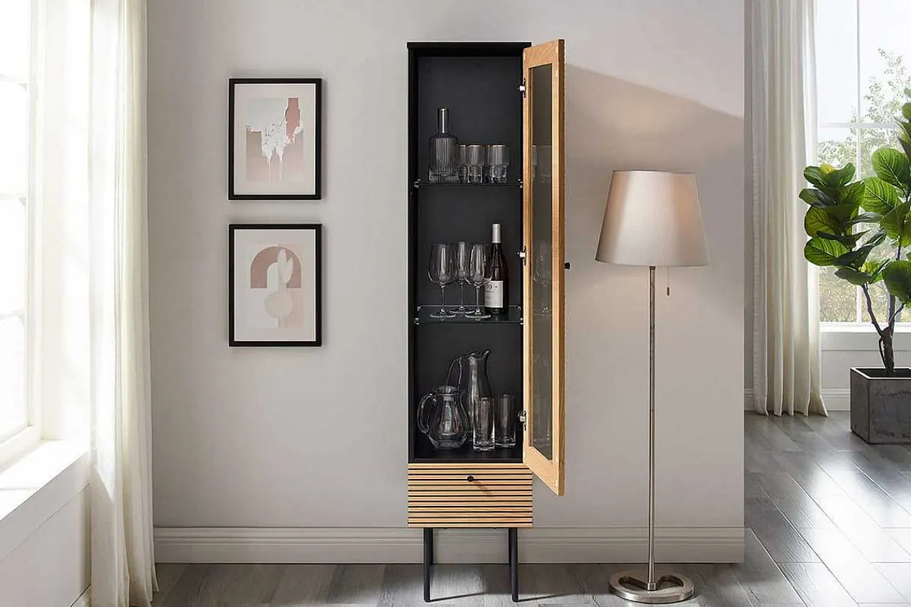 mutoni casual Vitrine Flubna Natur Schwarz> Vitrinen