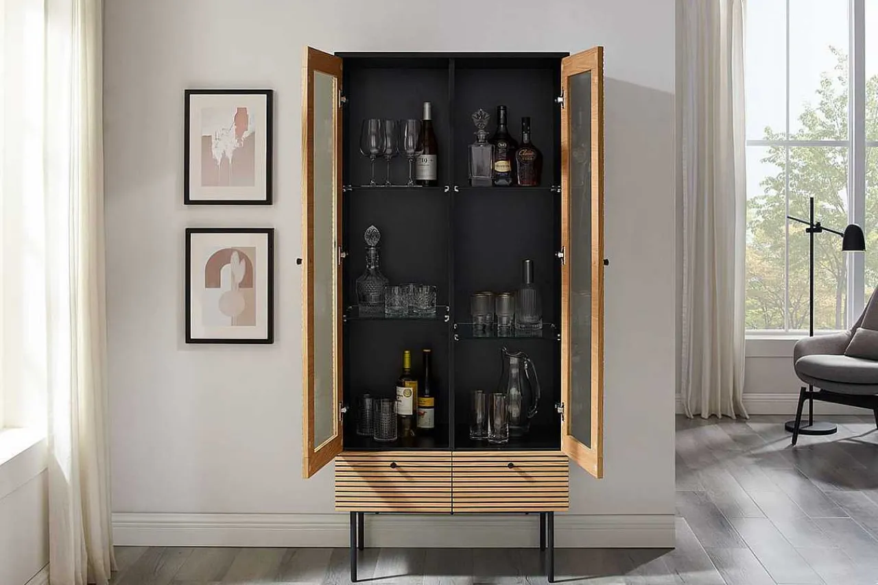 mutoni casual Vitrine Flubna Natur Schwarz 179> Vitrinen