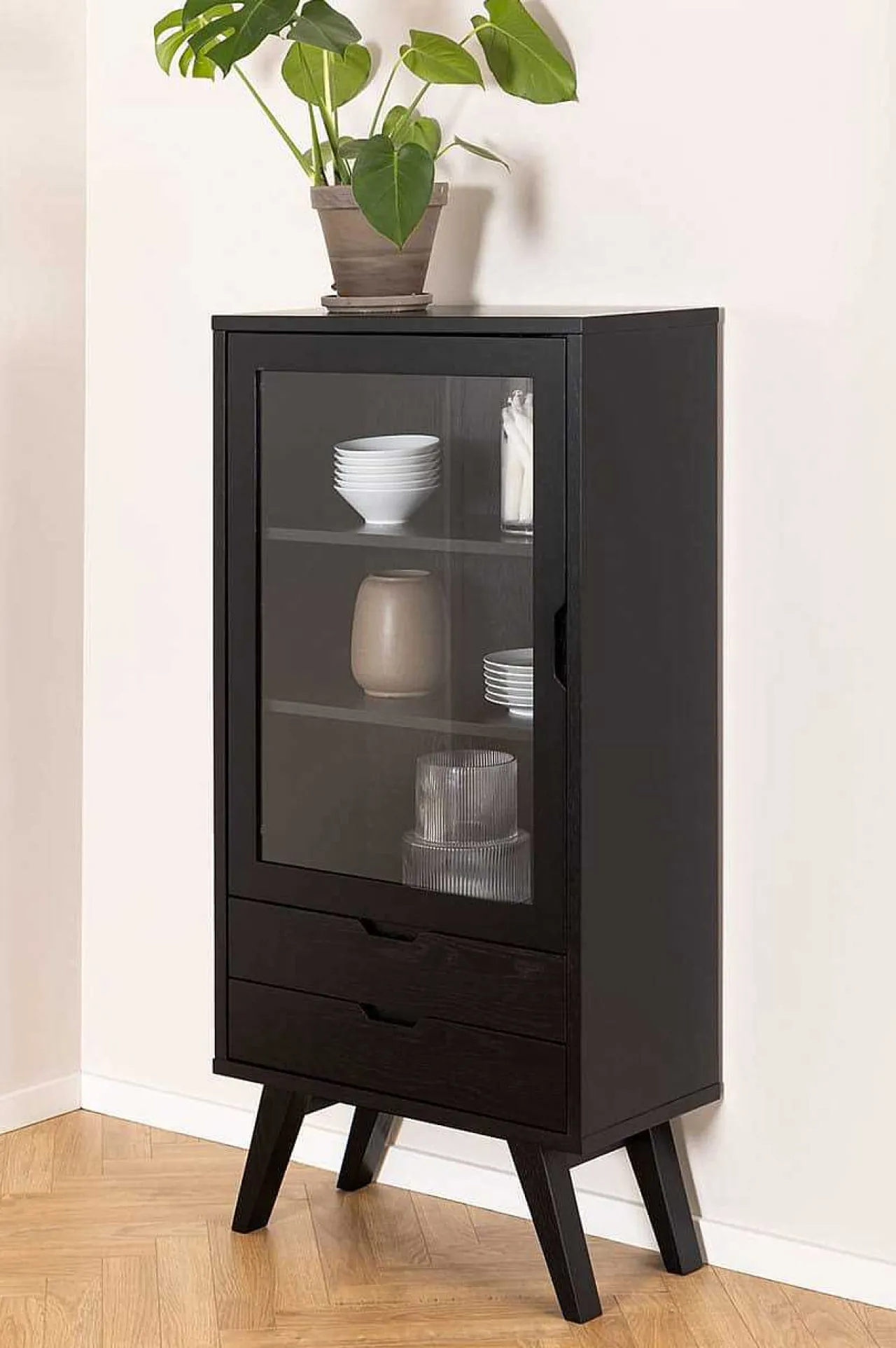 mutoni scandi Vitrine Upsala Schwarz 72X145> Vitrinen