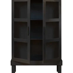 mutoni living Vitrinenschrank Bonk Kiefer Matt-Schwarz 107X160> Vitrinen