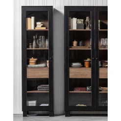 mutoni living Vitrinenschrank Goos Kiefer Schwarz Walnuss 200X57><noscript><img width=