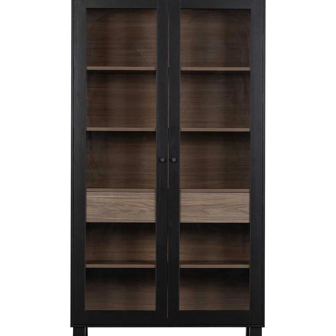 mutoni living Vitrinenschrank Goos Kiefer Schwarz Walnuss 110X200> Vitrinen