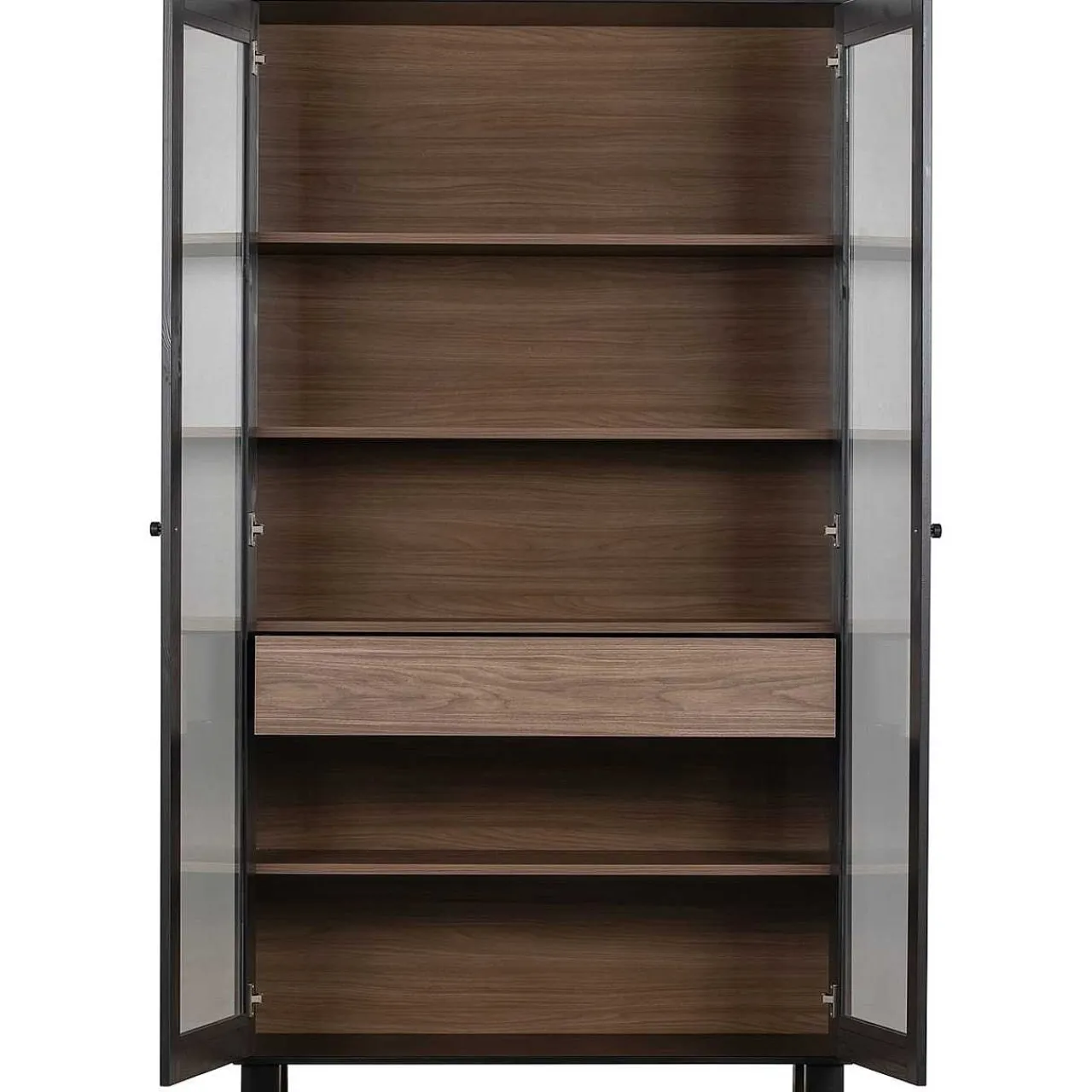 mutoni living Vitrinenschrank Goos Kiefer Schwarz Walnuss 110X200> Vitrinen