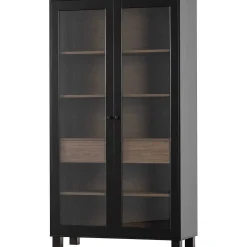 mutoni living Vitrinenschrank Goos Kiefer Schwarz Walnuss 110X200><noscript><img width=