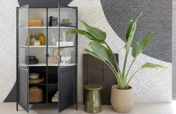 mutoni living Vitrinenschrank Nora Metall Schwarz 110X189><noscript><img width=