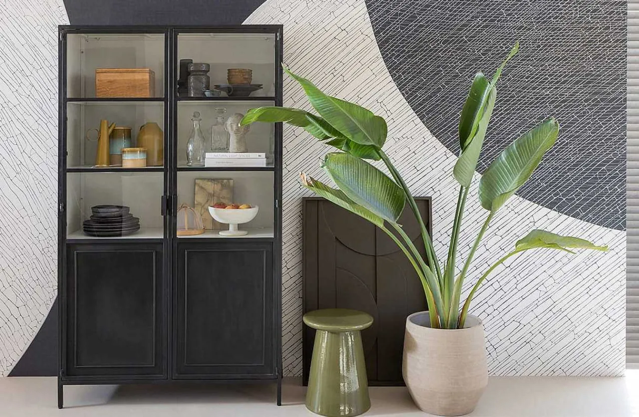 mutoni living Vitrinenschrank Nora Metall Schwarz 110X189> Vitrinen