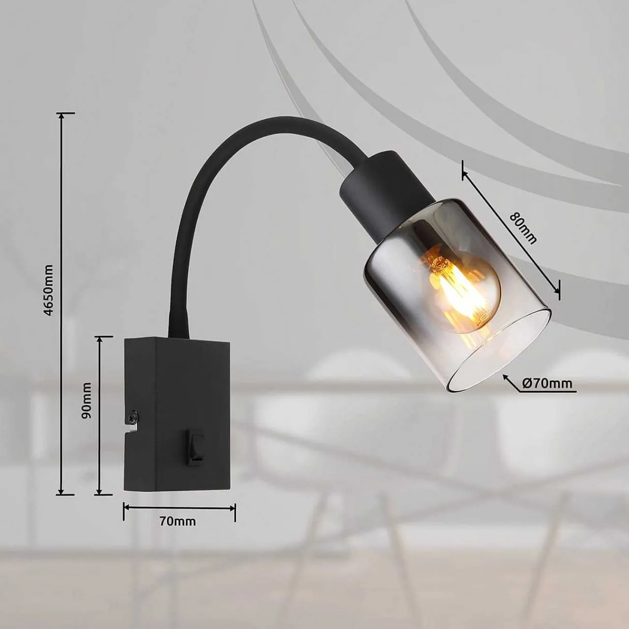 mutoni light Wandleuchte Hubertus Metall Schwarz Matt 1Xe14> Wandleuchten