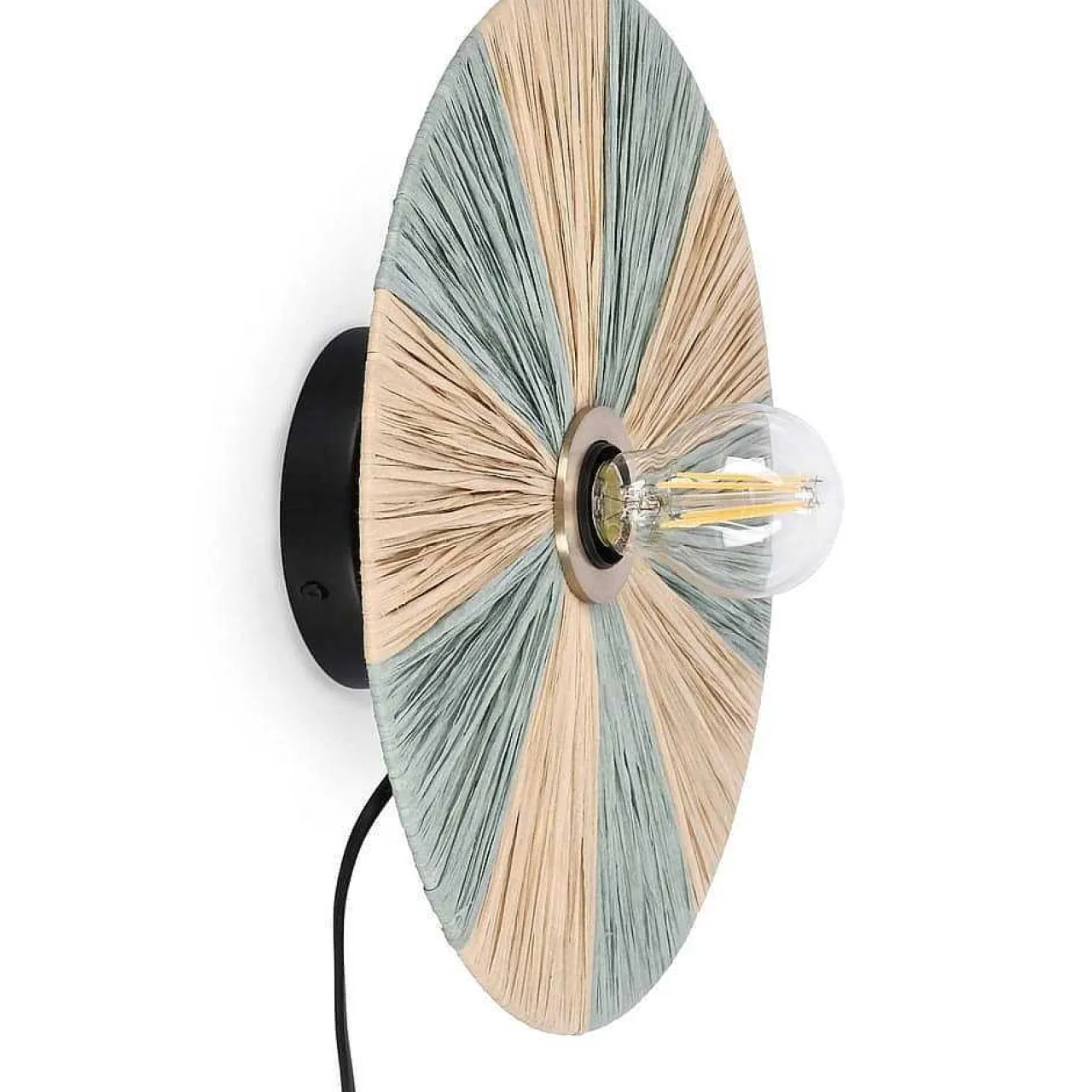 mutoni lifestyle Wandleuchte Kanda Natur Himmelblau 33X33> Wandleuchten