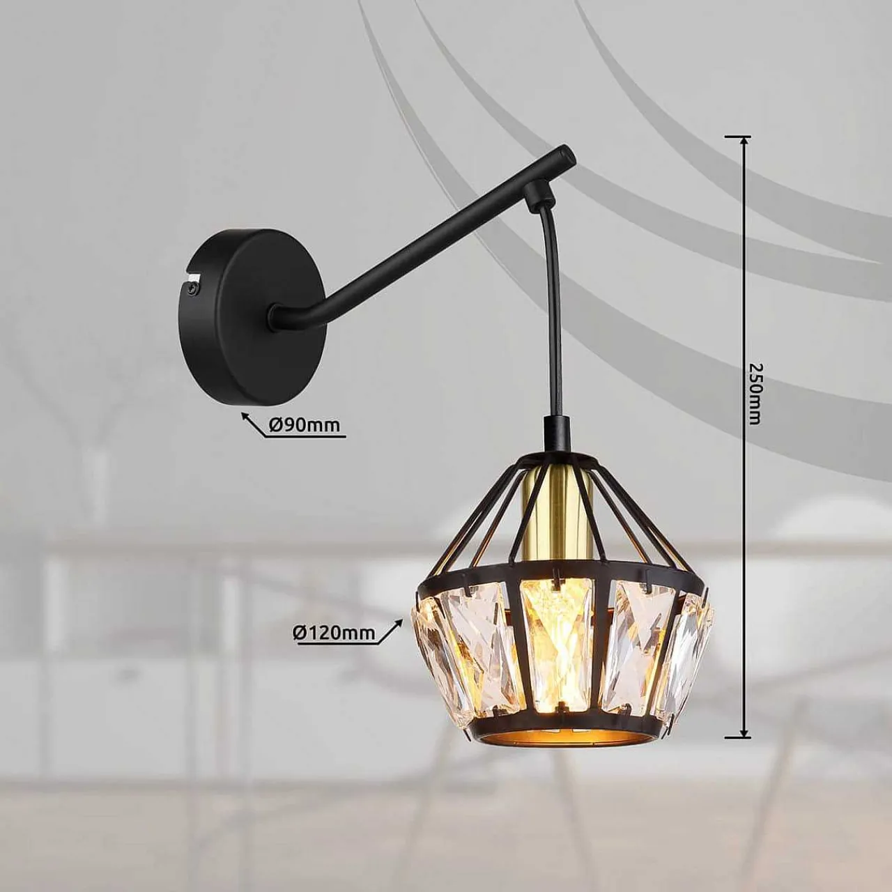mutoni light Wandleuchte Lois Metall Schwarz Matt 1Xe14> Wandleuchten