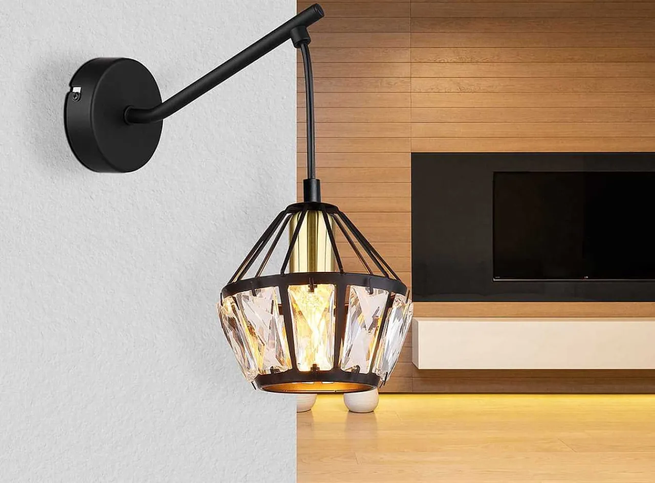 mutoni light Wandleuchte Lois Metall Schwarz Matt 1Xe14> Wandleuchten