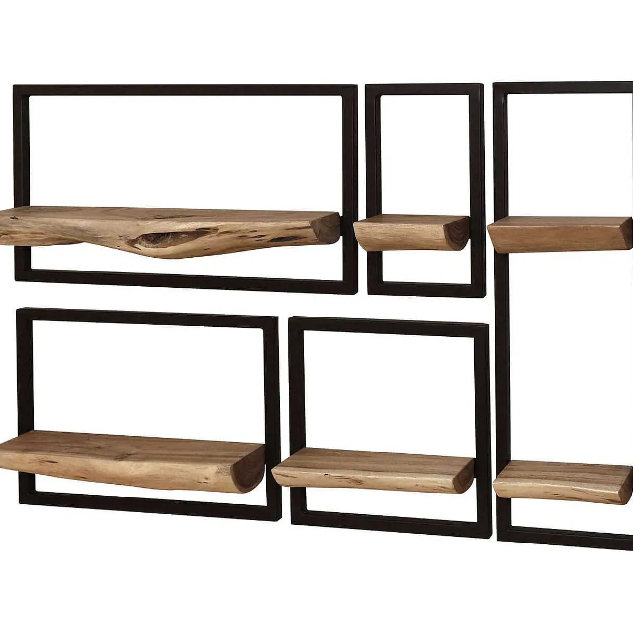 mutoni industrial Wandregal Edge Akazie Natur (5Er-Set)> Regale