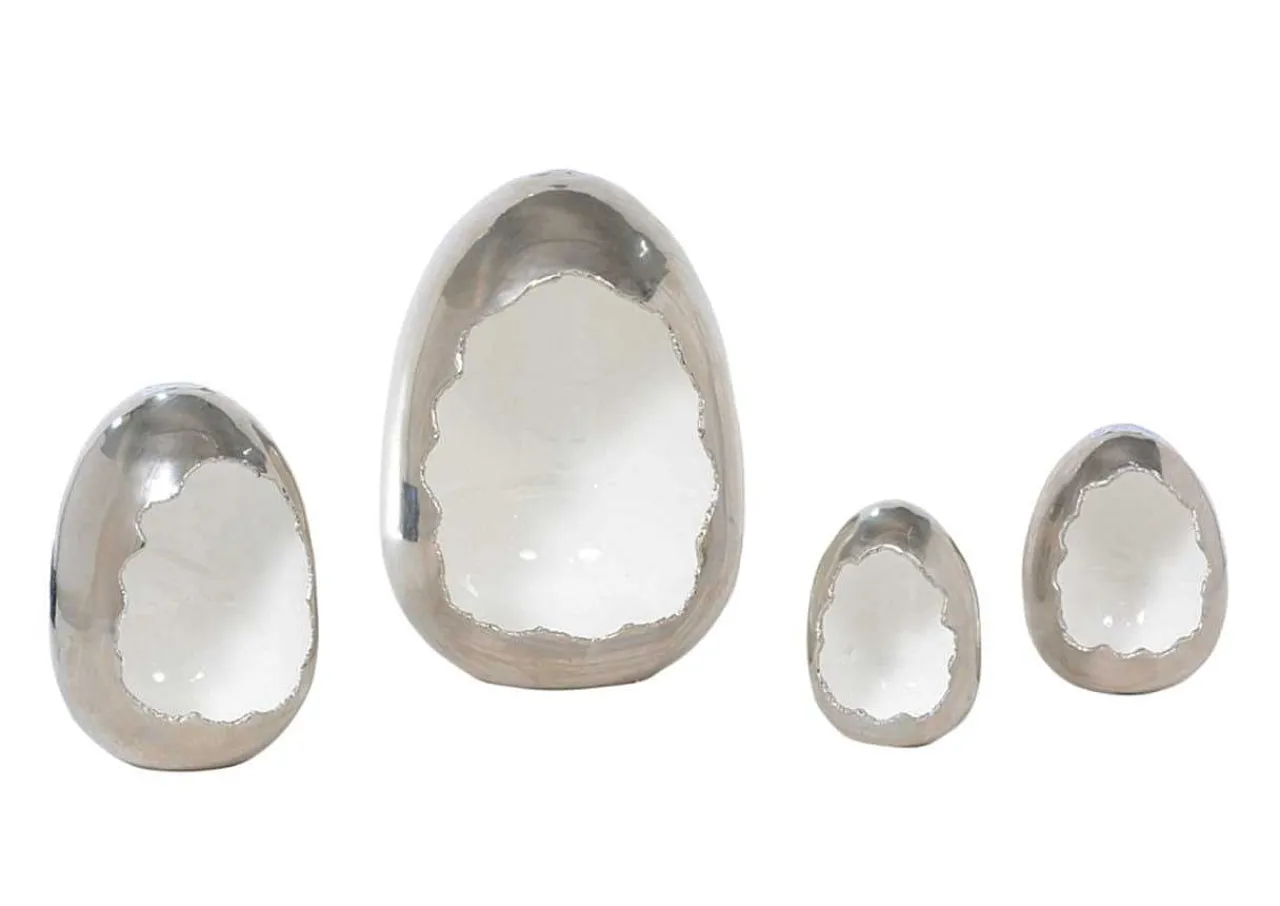 mutoni vintage Windlicht Egg Silber-Weiss 15> Windlichter & Teelichthalter